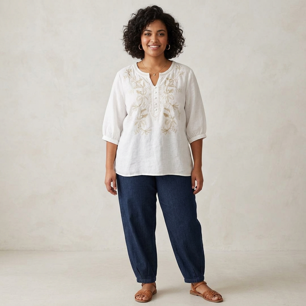Fauna - Pure Cotton Embroidered Comfortable Top