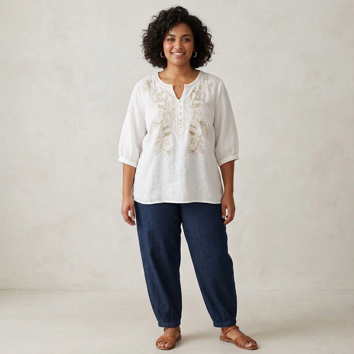 Fauna - Pure Cotton Embroidered Comfortable Top