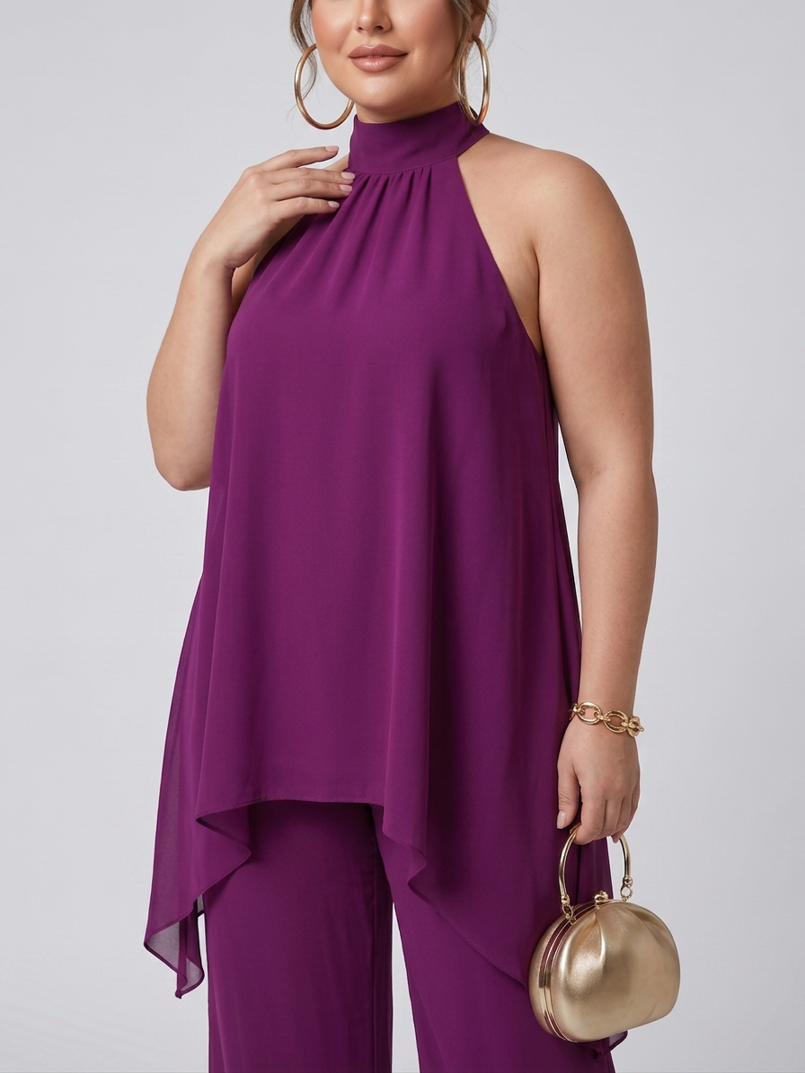 Fleur | Asymmetric Tunic Top Wide Leg Pants Set