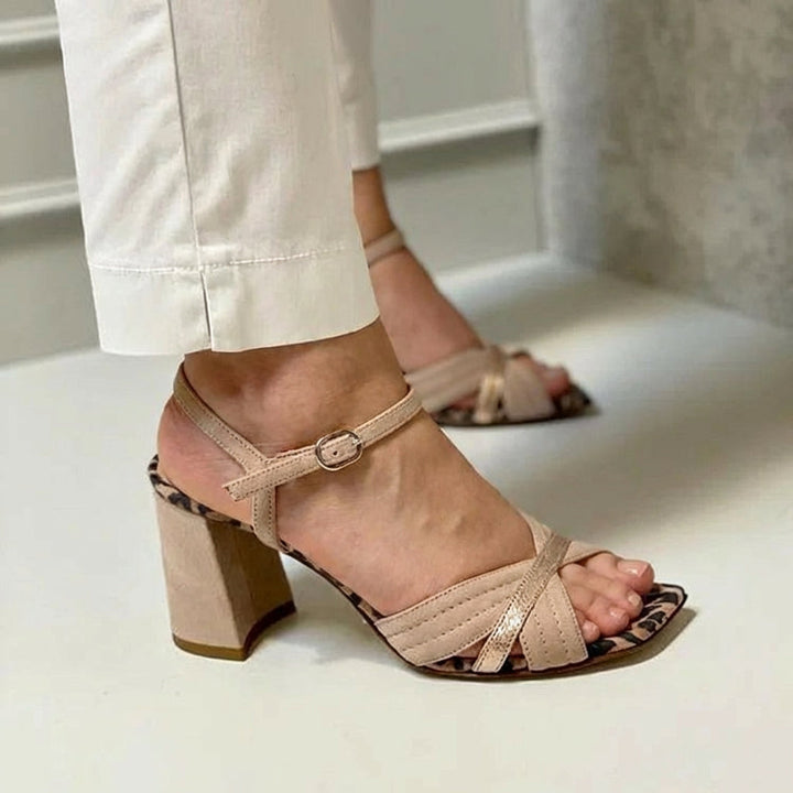 CROSS-BAND HEEL SANDALS
