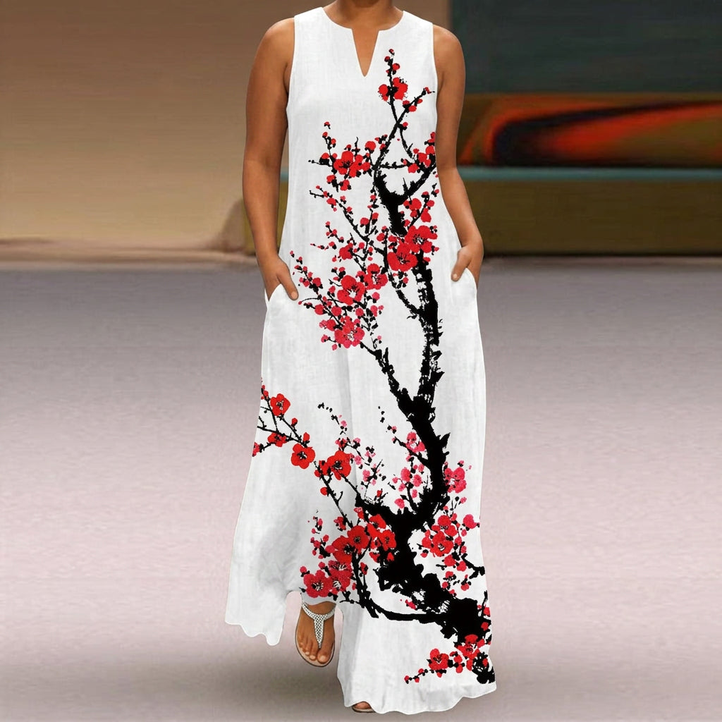 Florence | V-Neck Sleeveless Blossom Maxi Dress