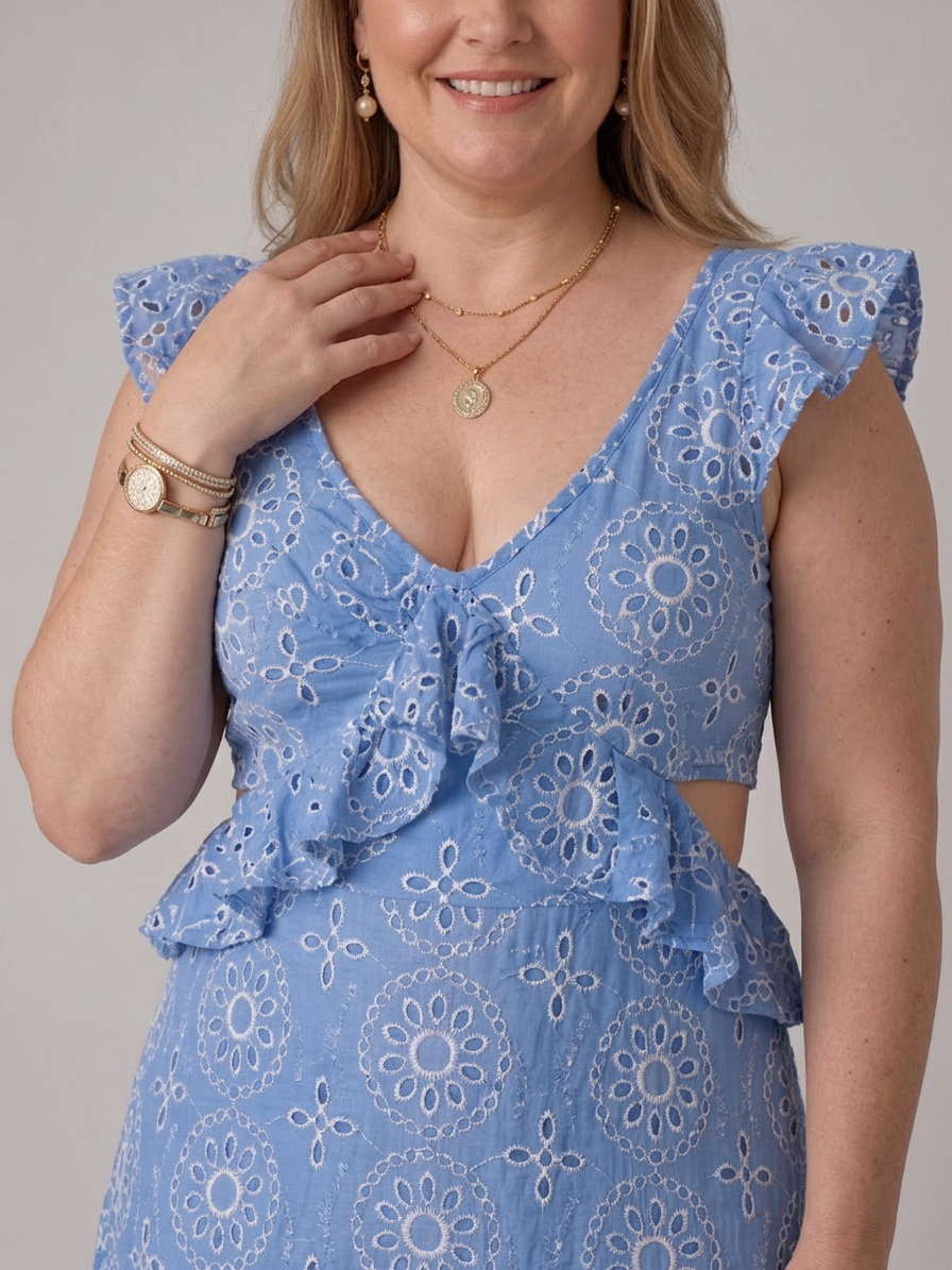 Ula | Sleeveless Ruffle Detail Maxi Dress