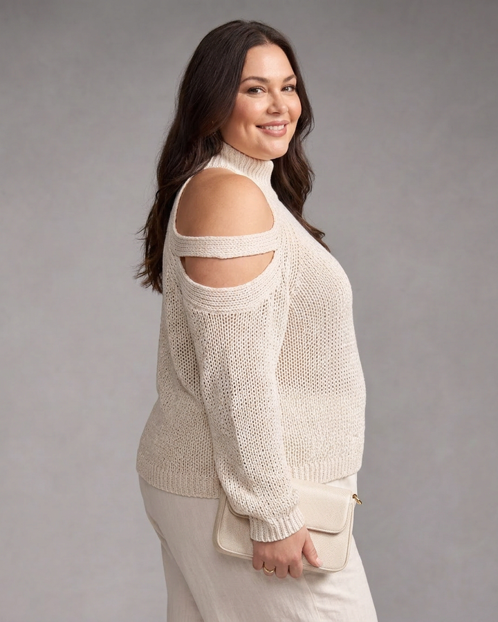 Vesper | Cold Shoulder Knit Sweater Wide Leg Pants Set