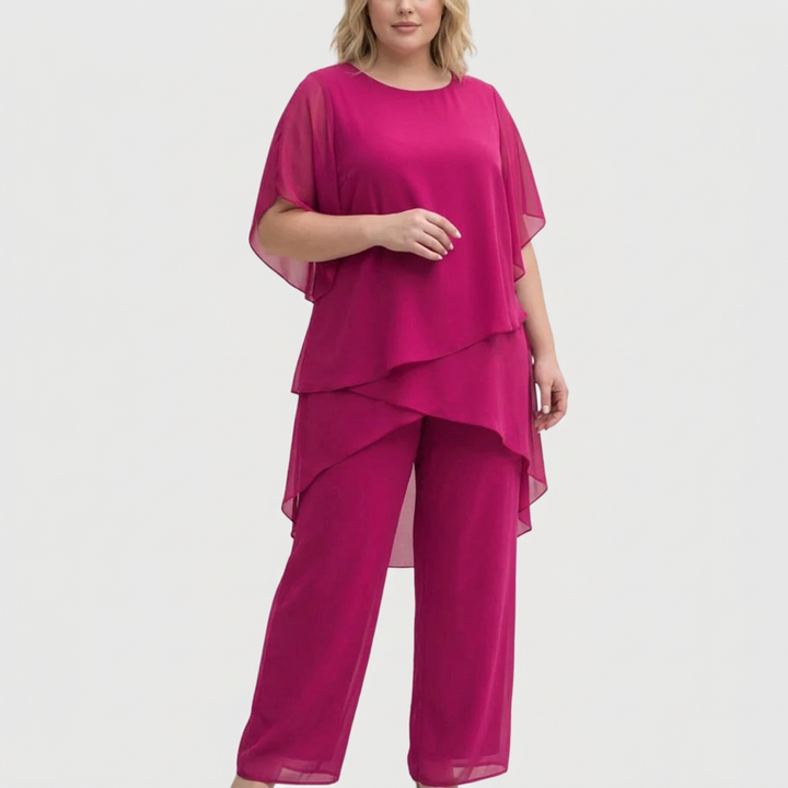 Isolde | Suit with draped palazzo pants
