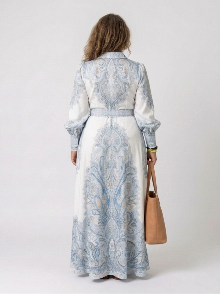 Adair | High Neck Printed Long Sleeve Maxi Dress