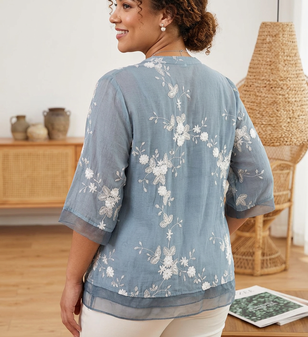 Daria - Pure Cotton Embroidered Shirt