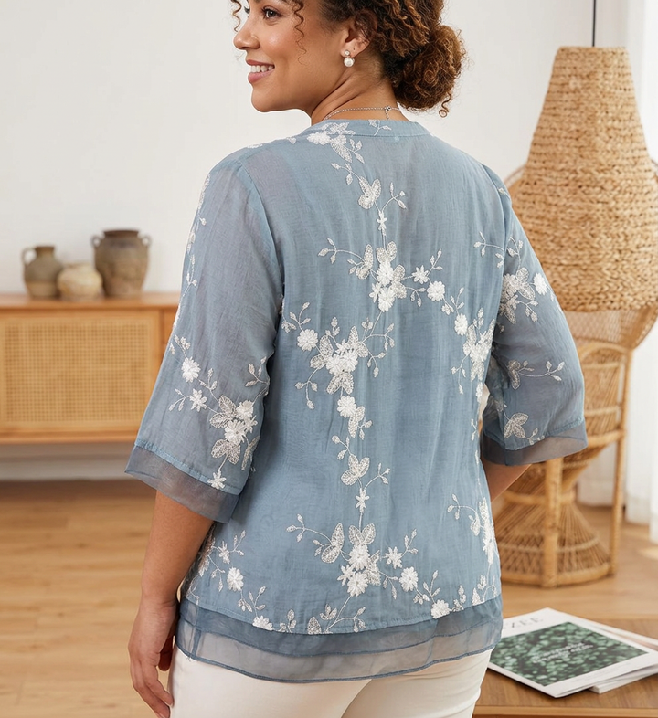 Daria - Pure Cotton Embroidered Shirt