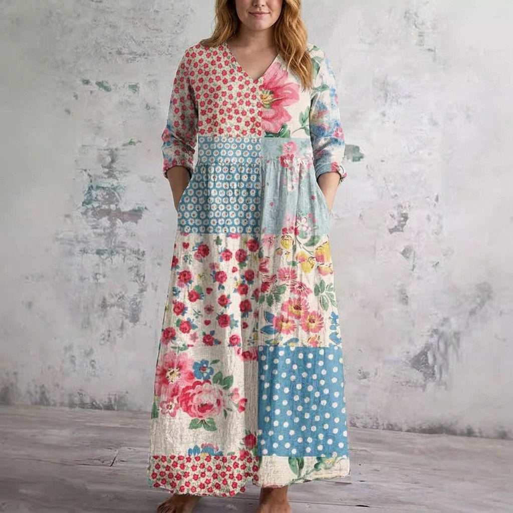 Juno | Patchwork Floral Maxi Dress