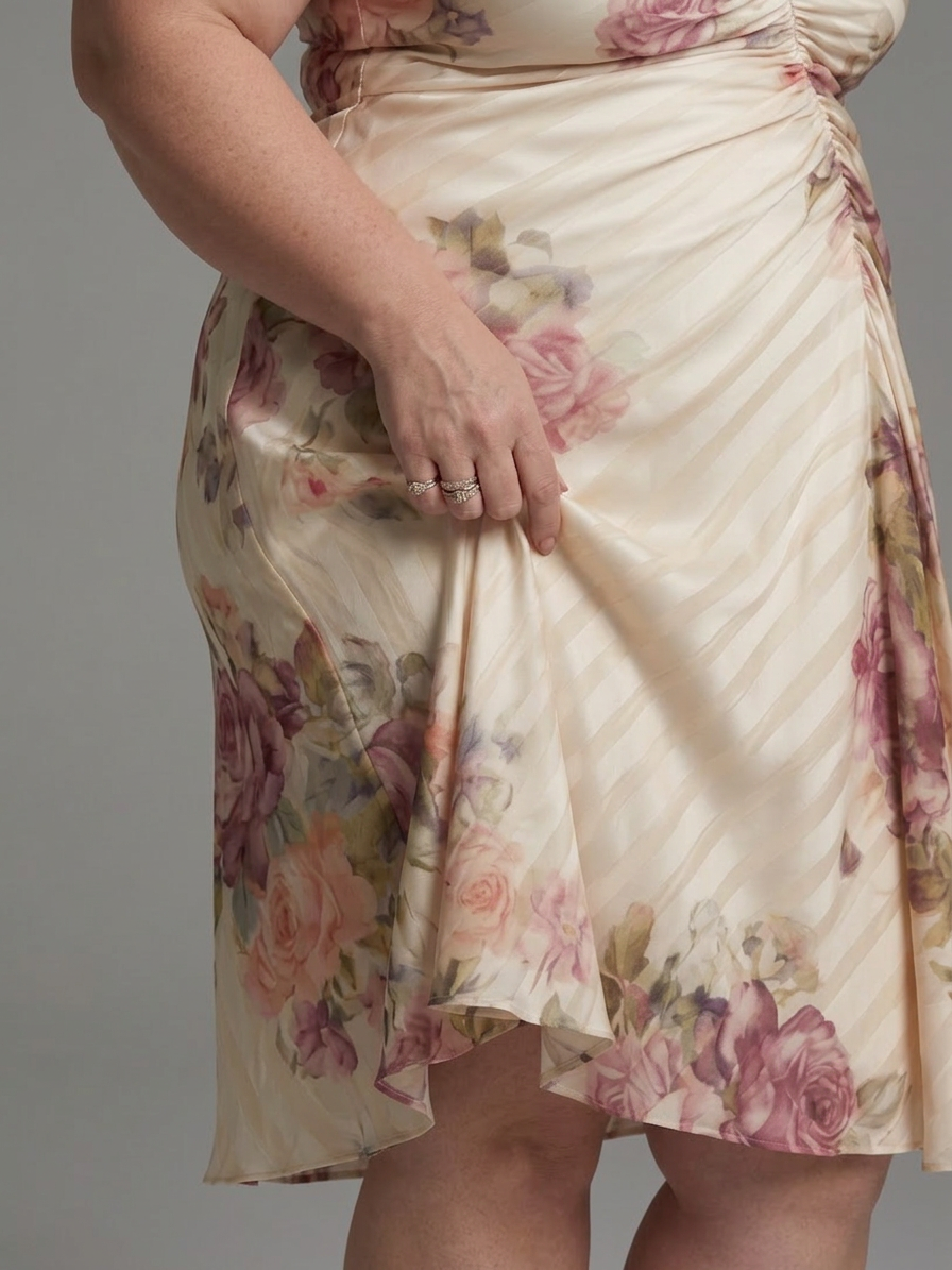 Eilwen | Flutter Sleeve Wrap Floral Stripe Print Midi Dress