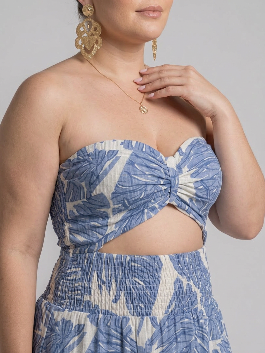 Edith | Strapless Two Piece Printed Maxi Dress Set