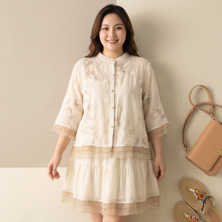 Noa - Pure Cotton Embroidered Shirt