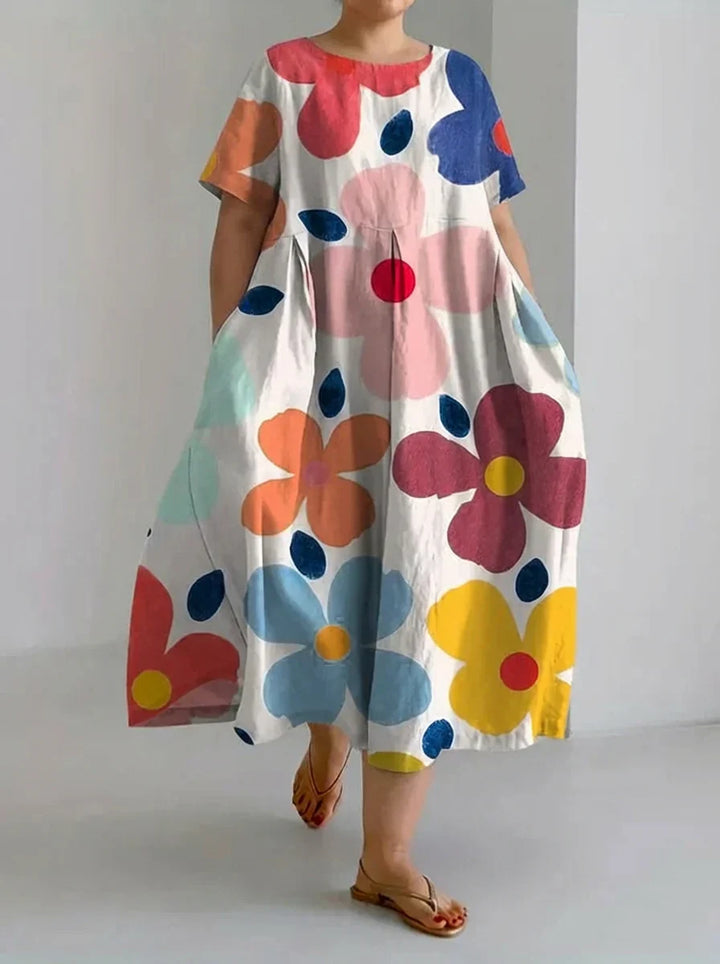 Aveline | Retro Botanical Floral Design Printed Casual Loose Dress
