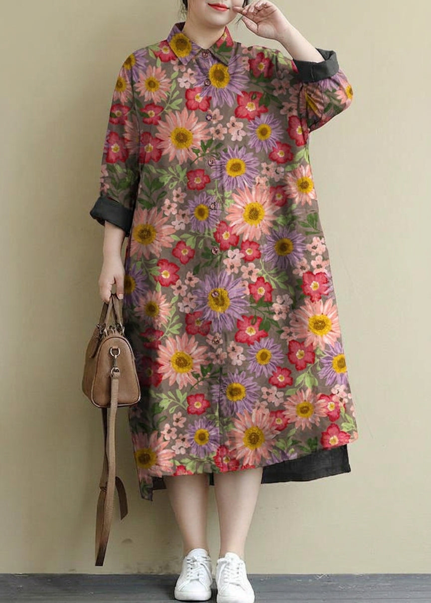 Isolde - Red Linen Shirt Dress Casual Oversize Spring Maxi Dresses