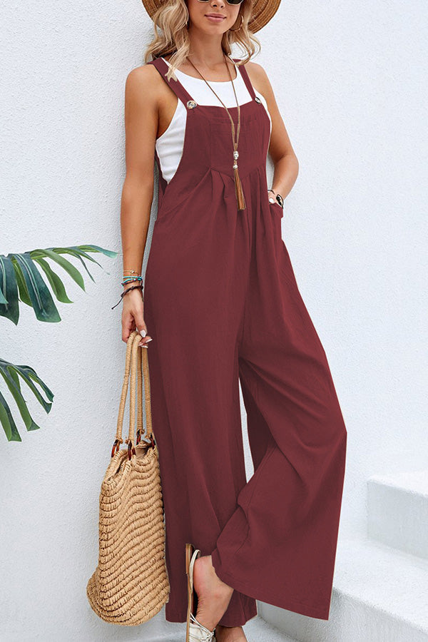 Ilse - Solid color casual suspenders overalls