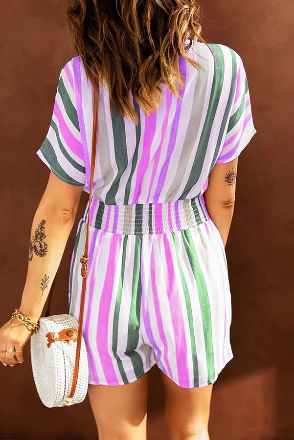 Perdita - Love for A Lifetime Striped Button Romper