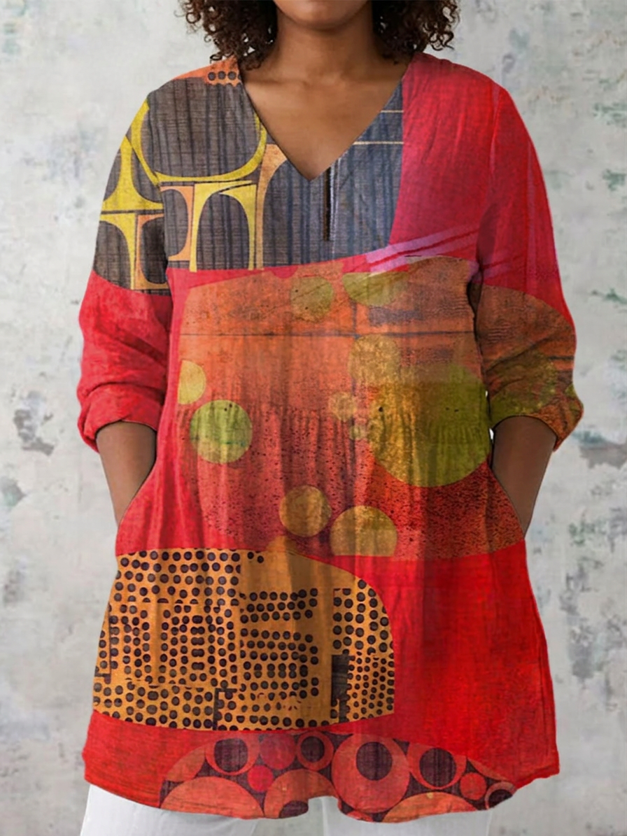 Eleni | Long Blouse with V-Neck