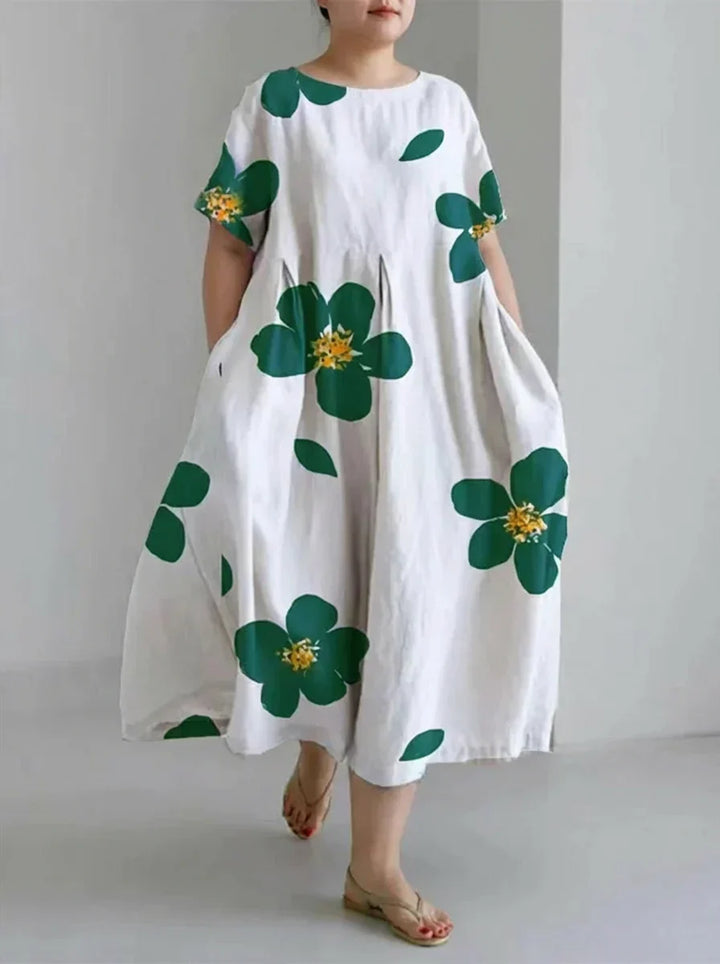 Faye | Spring and Summer Casual Loose Round Neck Floral Skirt Dress
