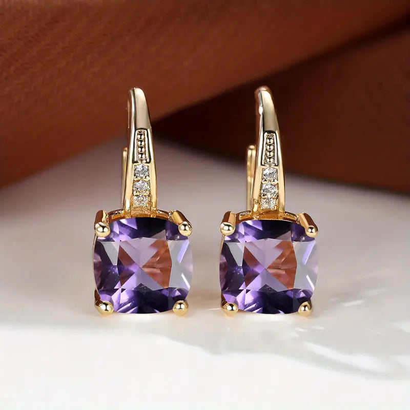 Amity Stone Hoop Earrings | Gold