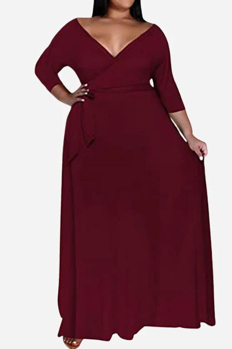 Arabella - Elegant Plus Size Belted Dress