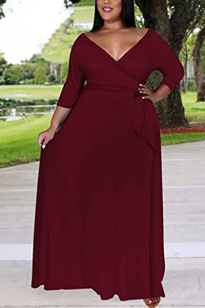 Arabella - Elegant Plus Size Belted Dress