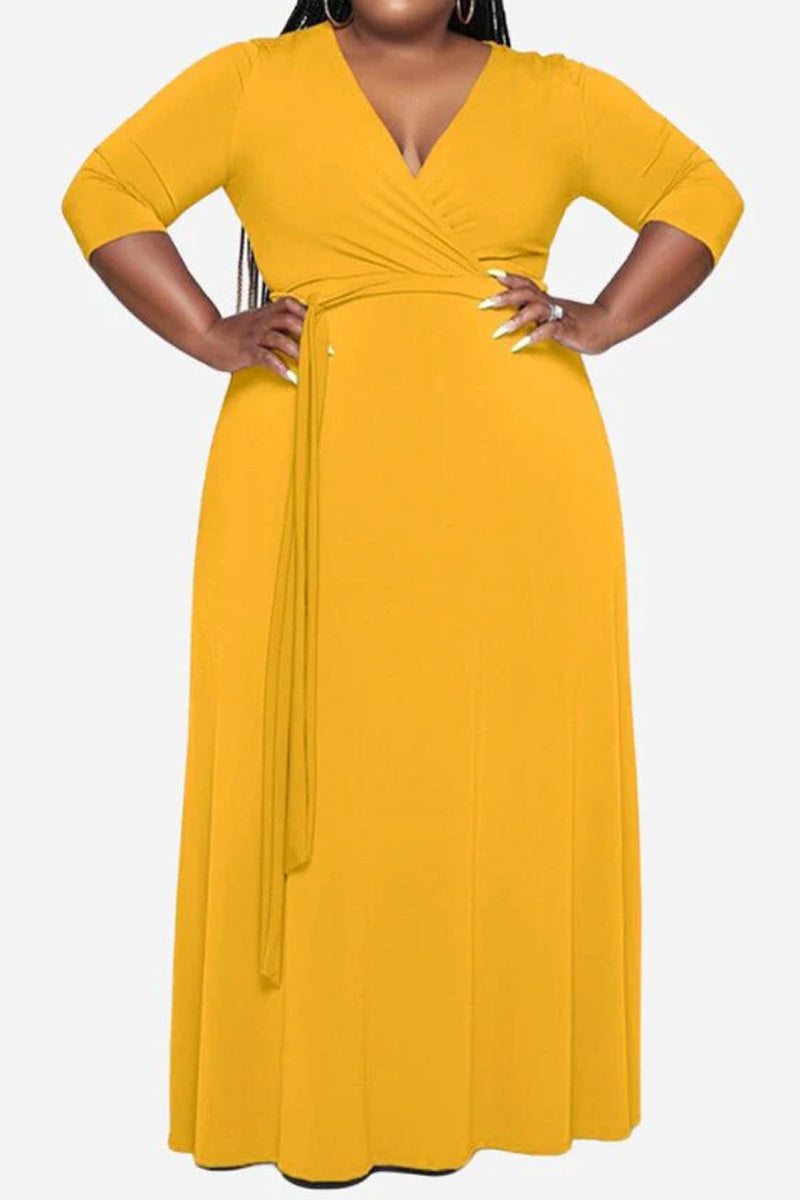 Arabella - Elegant Plus Size Belted Dress
