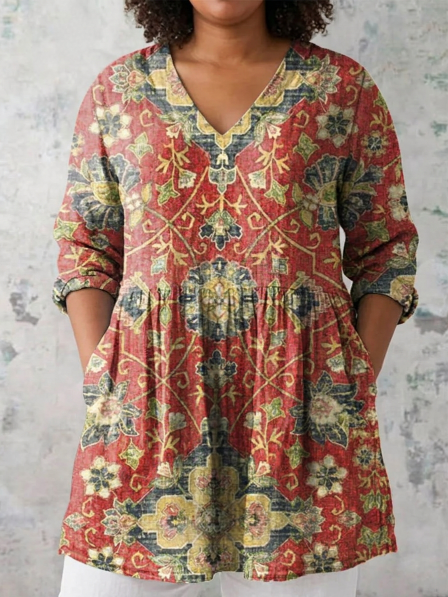 Rhian | Long Blouse with V-Neck
