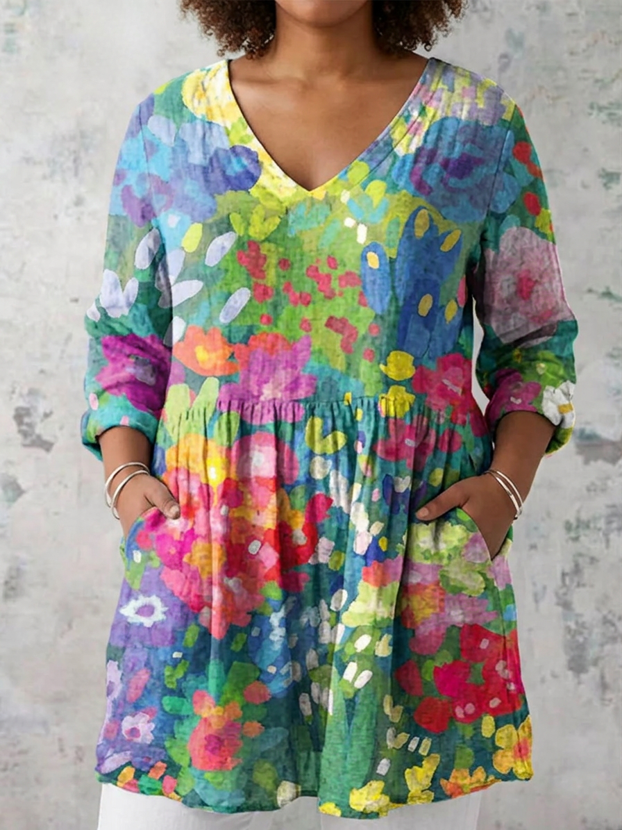 Soleil | Long Blouse with V-Neck