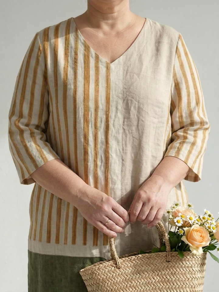 Maybelle | Light Mixed Stripe Midi Dress