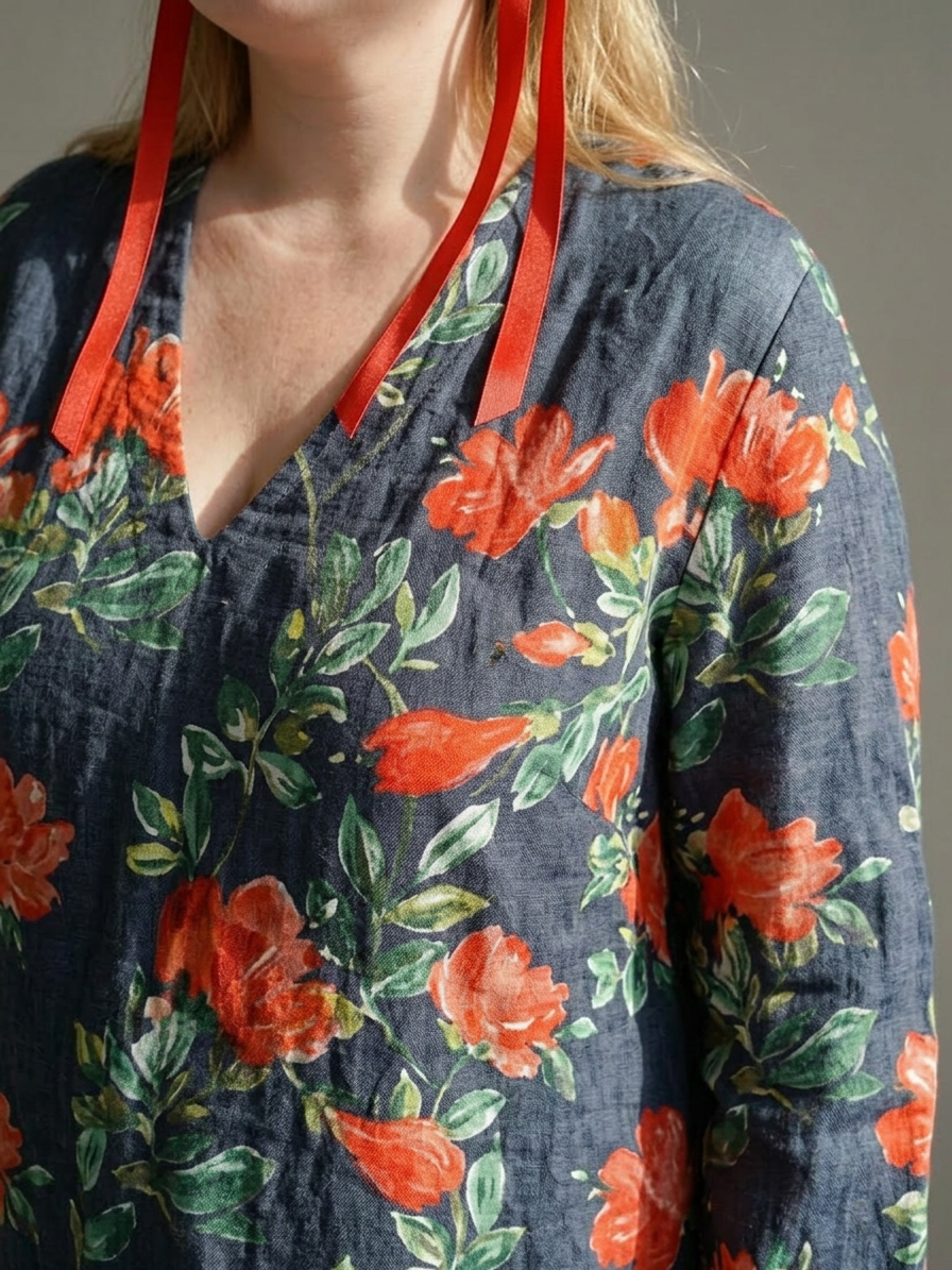 Hana | Calm Drape Floral Midi Dress