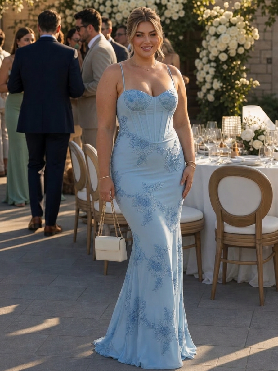 Clover | Spaghetti Strap Corset Bodice Maxi Dress
