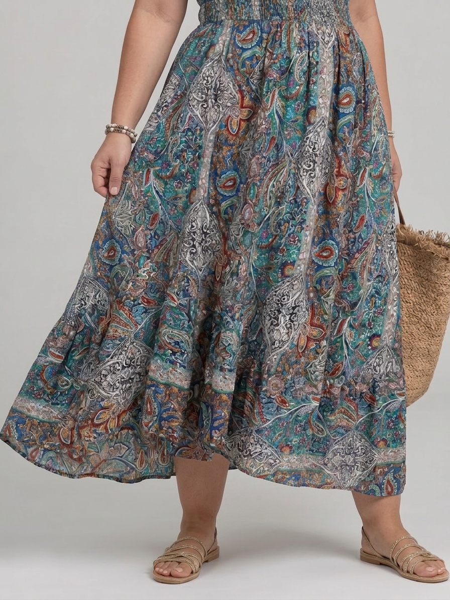 Nova | Sleeveless Paisley Print Midi Dress