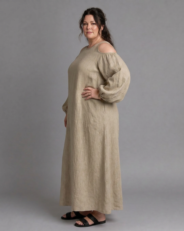 Bria | Cold Shoulder Balloon Sleeve Relaxed Maxi Dress