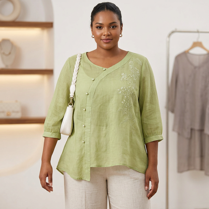 Clemence - Pure Cotton Embroidered Elegant Top