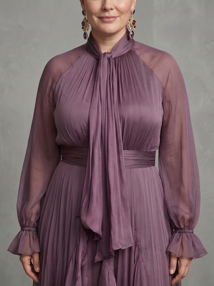 Adeline | Tie Neck Ruffle Tiered Maxi Dress