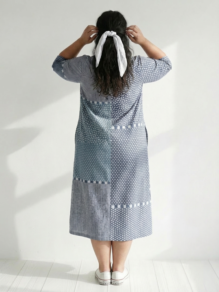 Theodora | Fit Patchwork Midi Dress