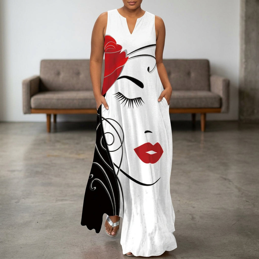 Beatrice | V-Neck Sleeveless Art Maxi Dress