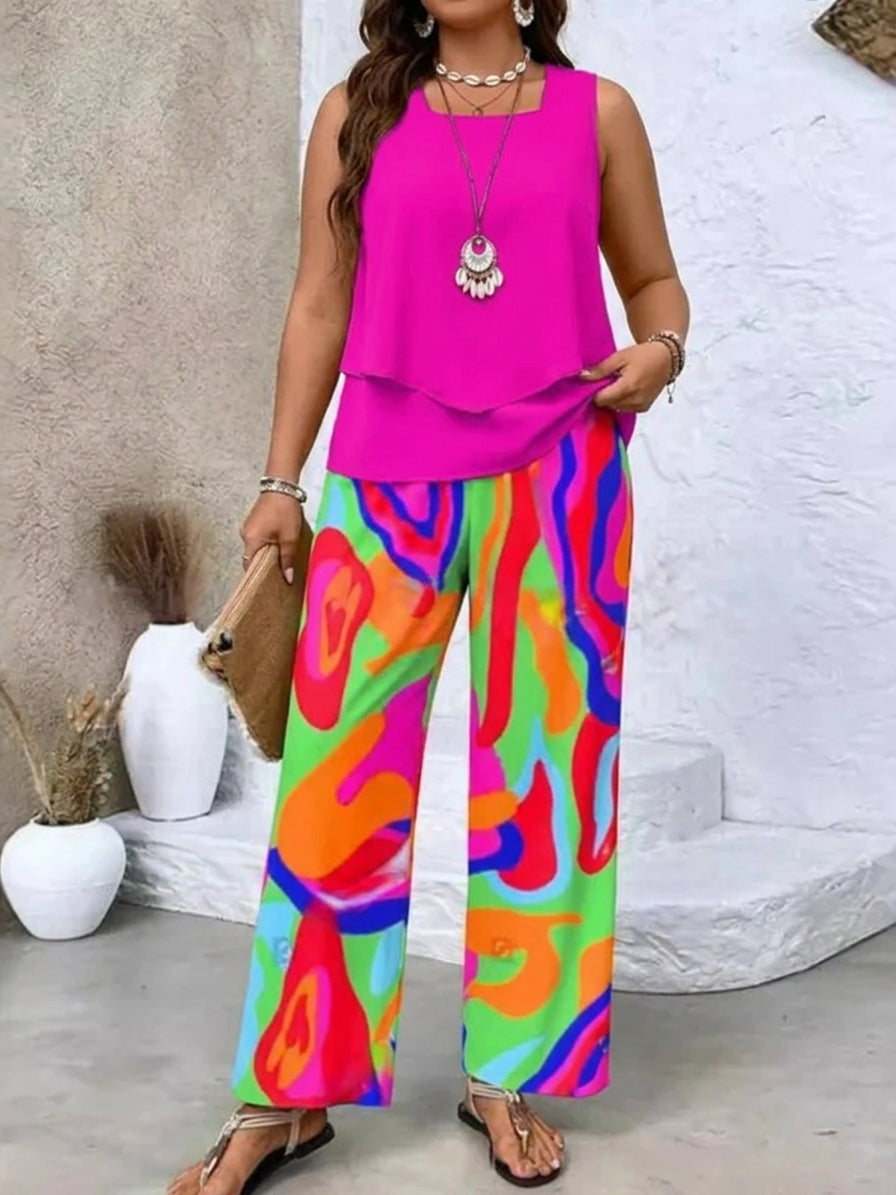 Ysolde | Sleeveless Top And Wide-Leg Pants Set