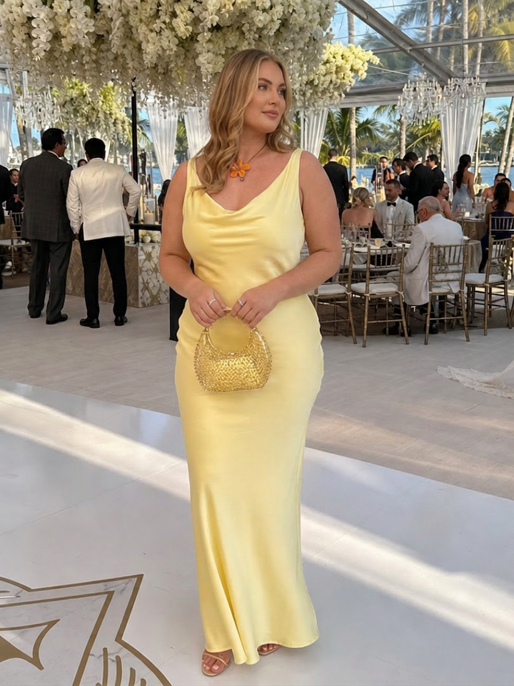 Anwen | Sleeveless Cowl Neck Fitted Maxi Dress