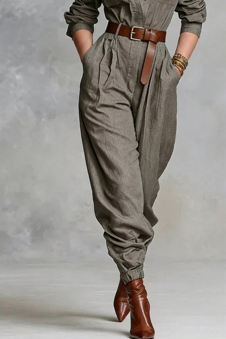 Mireille - Cotton And Linen Shirt Jumpsuit