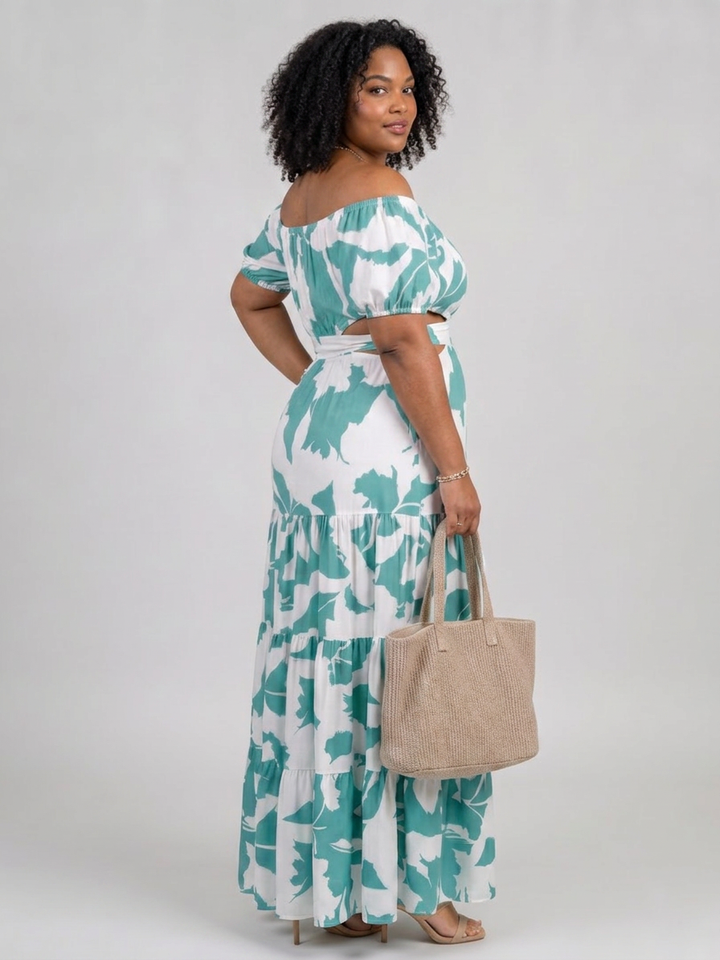 Cassia | Off Shoulder Cutout Waist Maxi Dress