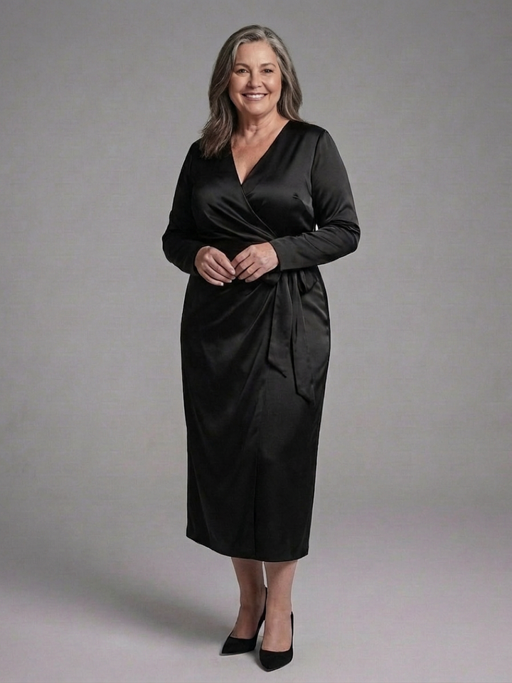 Wilhelmina | Midi Dress with Long Sleeves and Side Closure