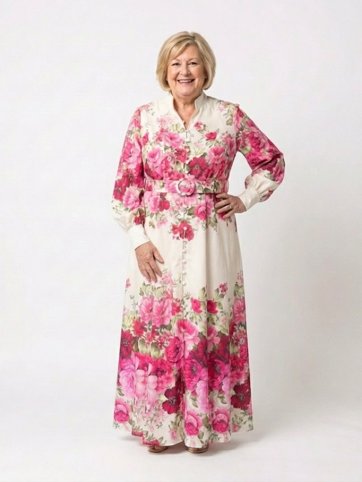 Dahlia | Long Sleeve Floral Belted Maxi Dress