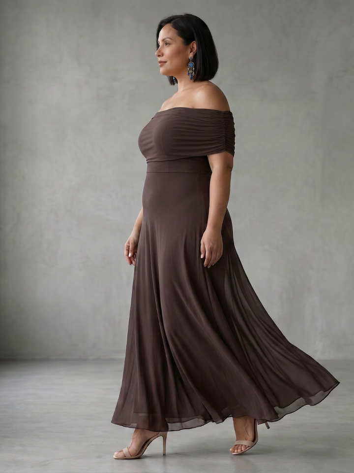 Astrid | Off Shoulder Draped Midi Dress