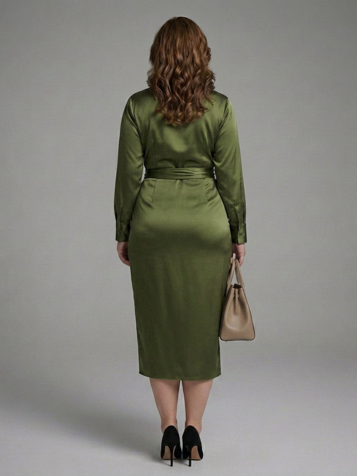 Etta | Midi Dress with Long Sleeves and Collar