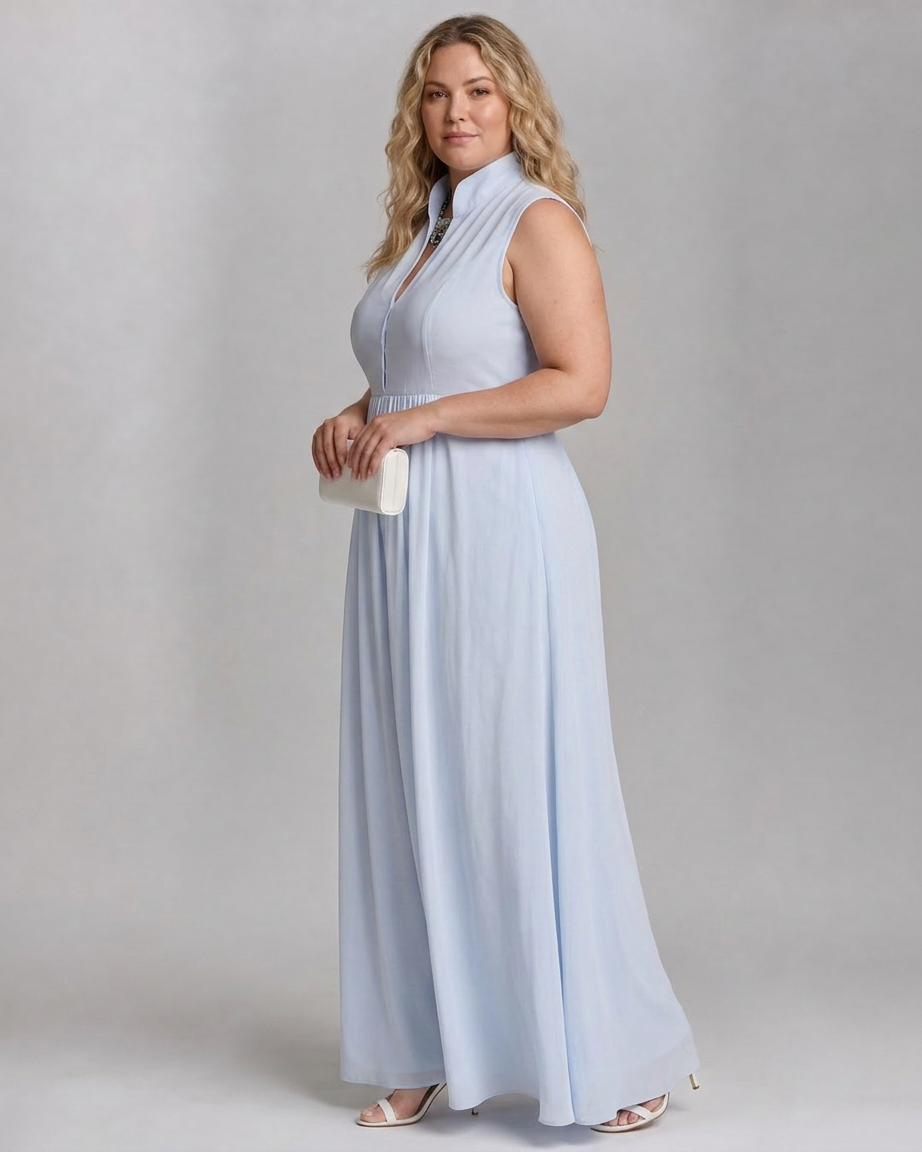 Adeline | Sleeveless Collared Flowing Wide Leg Jumpsuit