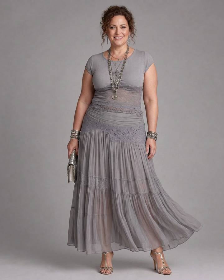 Magnolia | Draped Crop Top And Pleated Maxi Skirt Set