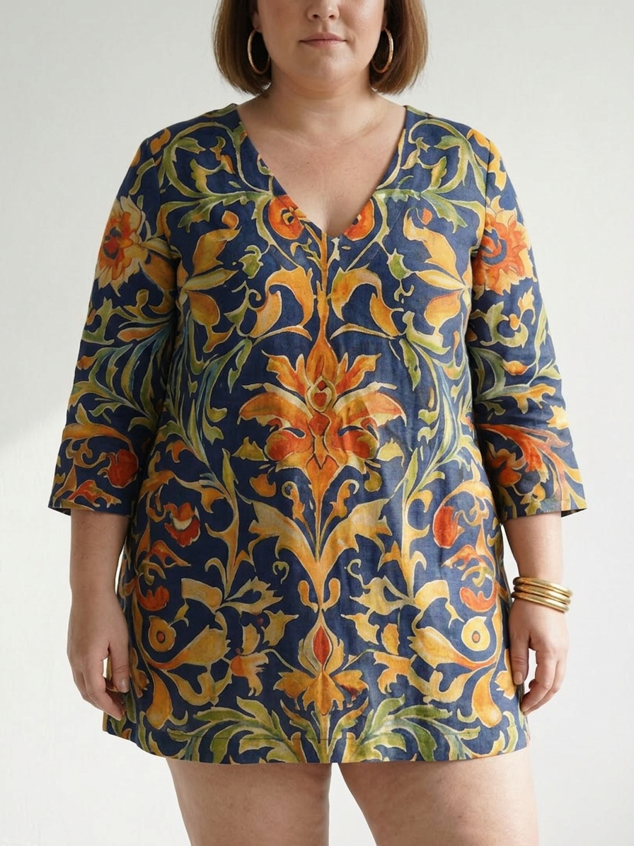 Laisa | Clean Ornate Floral Midi Dress
