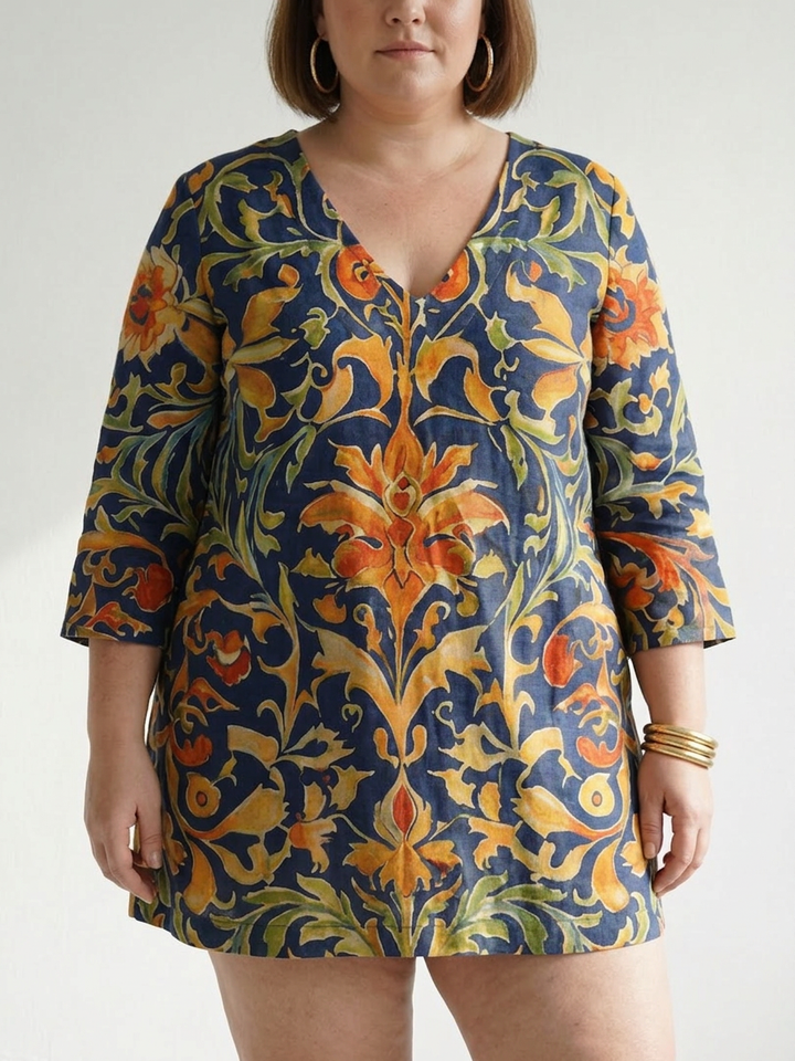 Laisa | Clean Ornate Floral Midi Dress