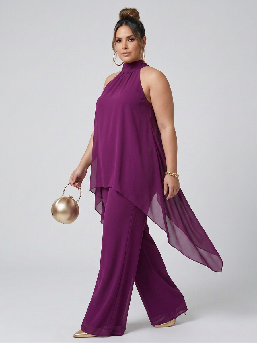 Fleur | Asymmetric Tunic Top Wide Leg Pants Set