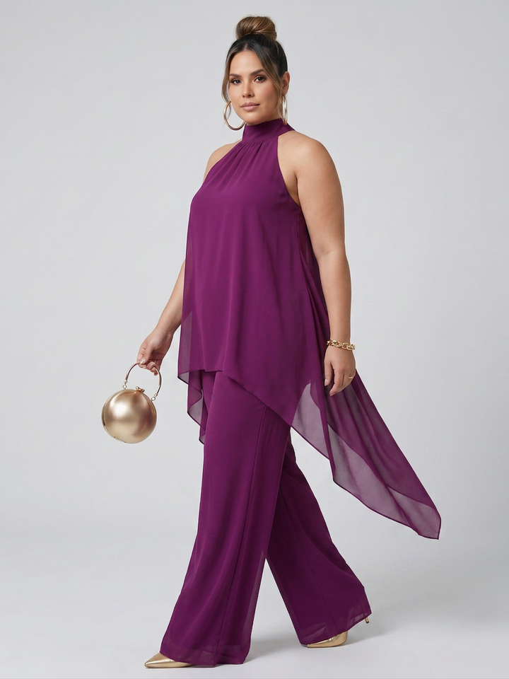 Fleur | Asymmetric Tunic Top Wide Leg Pants Set